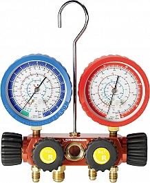 Четырехпозиционный аналоговый манометрический коллектор для хладагентов R22, R134A, R407C, R404A Rothenberger 1/4 SAE